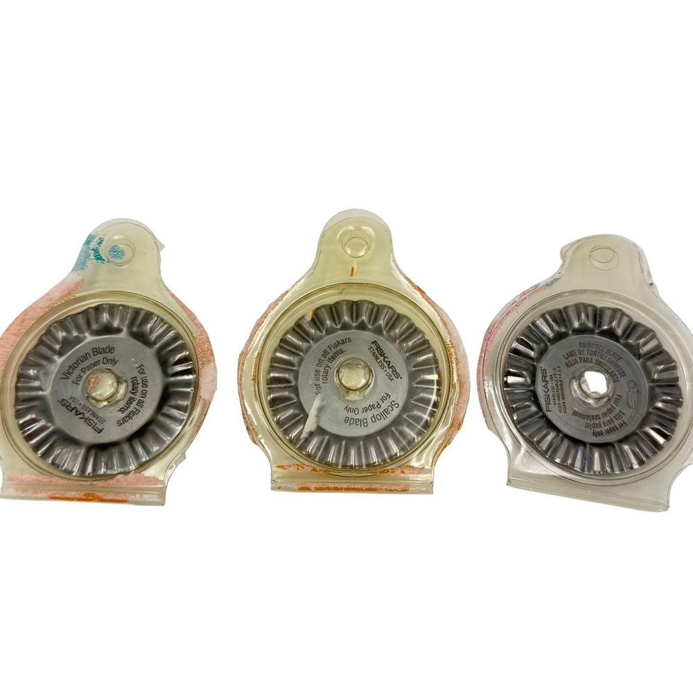 Fiskars‎ Rotary Blade Set 45mm Victorian Scallop Squiggle Decorative Paper 3pk